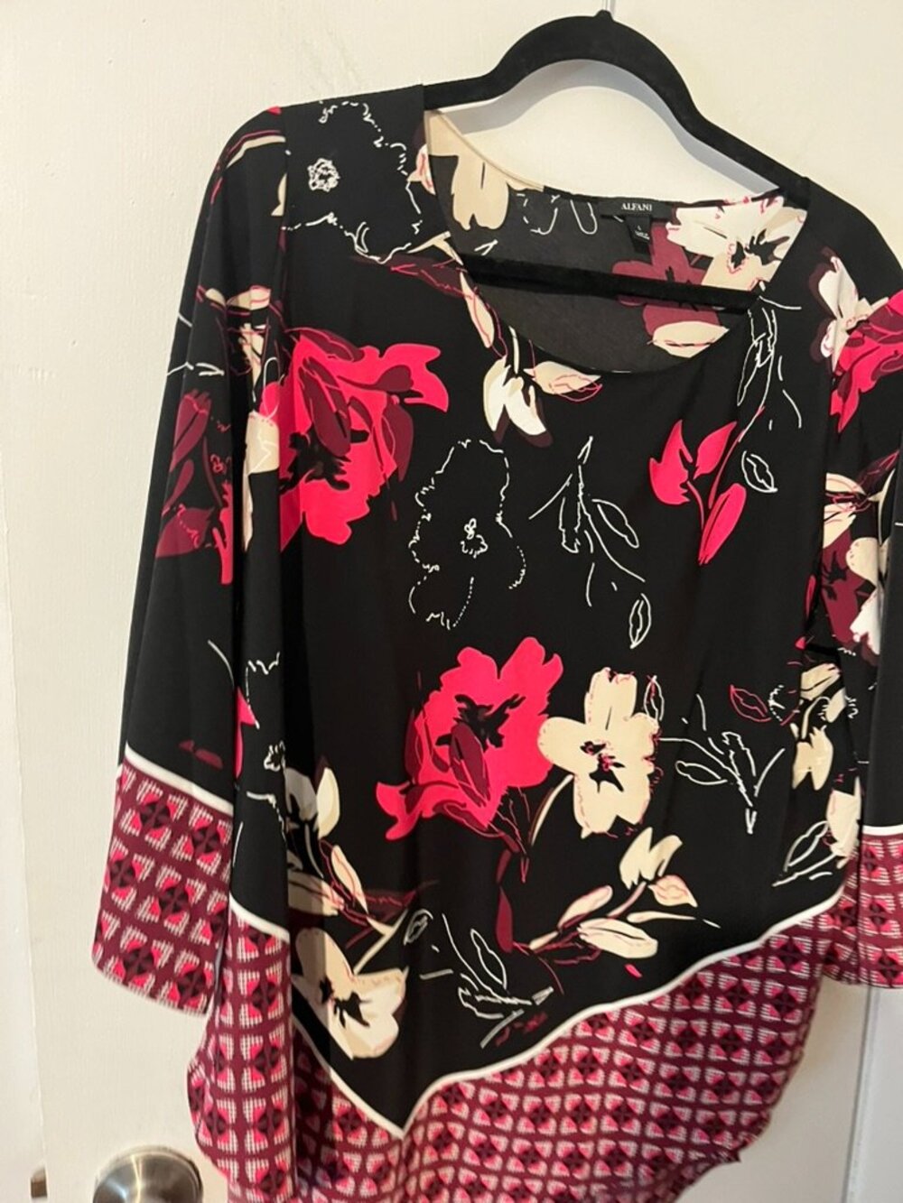 ALFANI Multi Color 3/4 Sleeve BLOUSE SZ L